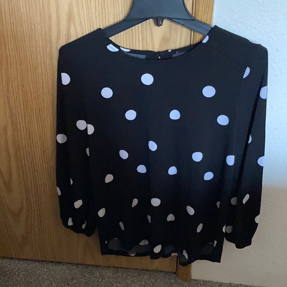 Black and white large polka dot blouse